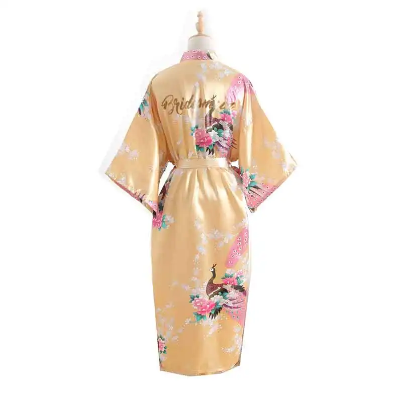BZEL атласные халаты для невесты Свадебный халат пикантная Пижама шелк SILK банный халат длинные женские кимоно - Цвет: 012