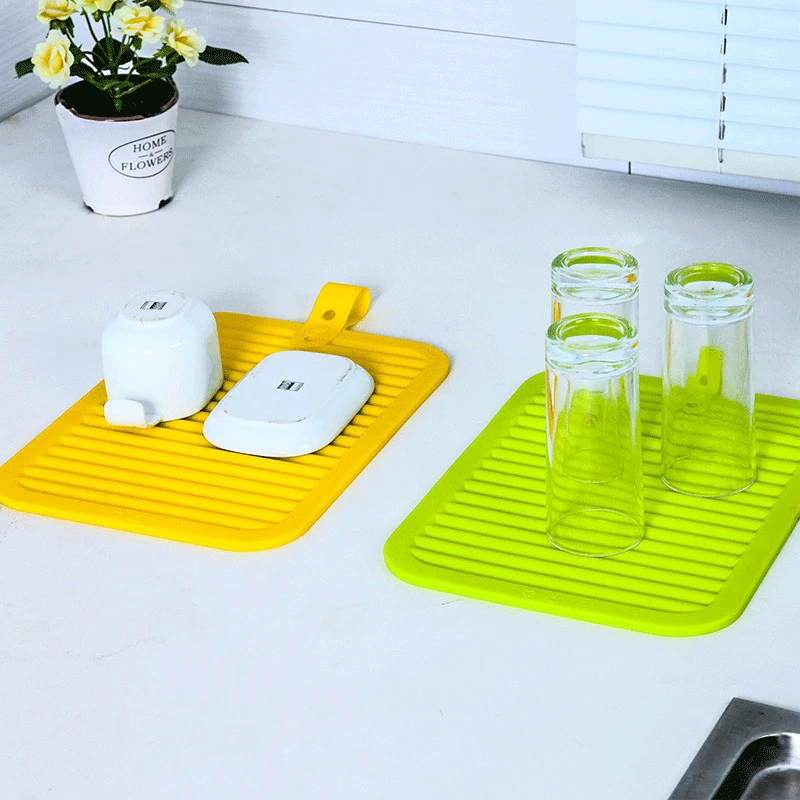 

Kitchen Sink Mat Dishes Cup Dry Mat Rack Silicone Pot Holder Heat Resistant Can Opener Circular Tray Table Placemat Coaster