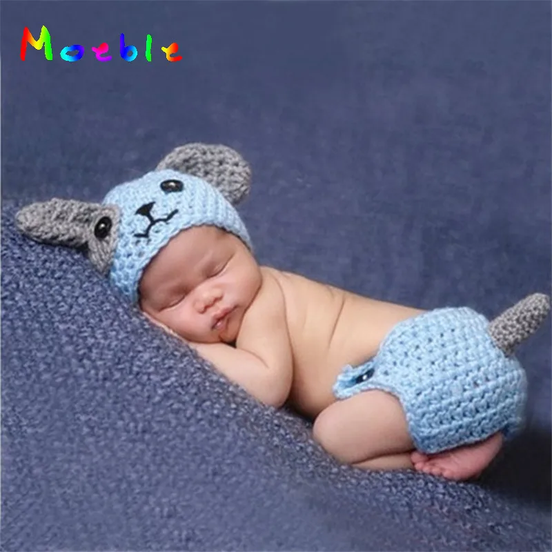 Lovely Puppy Dog Designs Newborn Baby Boys Photography Props Knitted