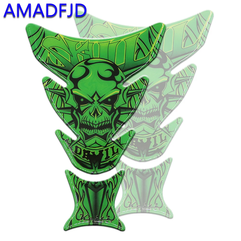 

AMADFJD Motorcycle Tank Sticker 3D Skull Logo Tankpad Stickers On Motorcycle Tank Pad Motorbike Accessories Protector Decals