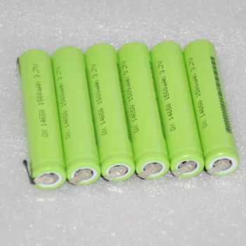 

30%OFF 6PCS 3.7V 14650 li-ion battery 1500mah rechargeable lithium ion li-ion cell with welding tab pins flat top