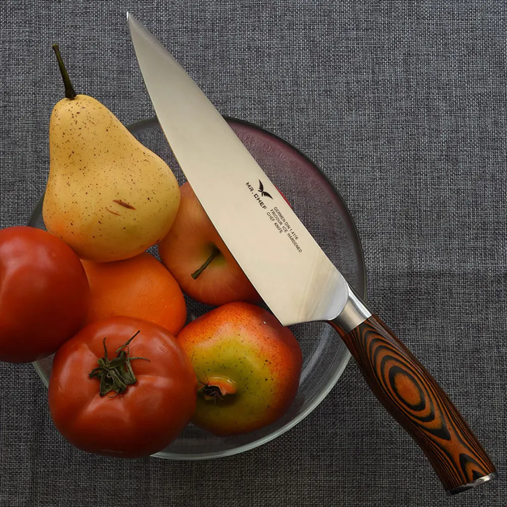 Профессиональный 8 дюймов(200 мм) повара нож в японском стиле кухонные столовые приборы Мясорубка немецкая X50 сталь Pakkawood ручка очень острый