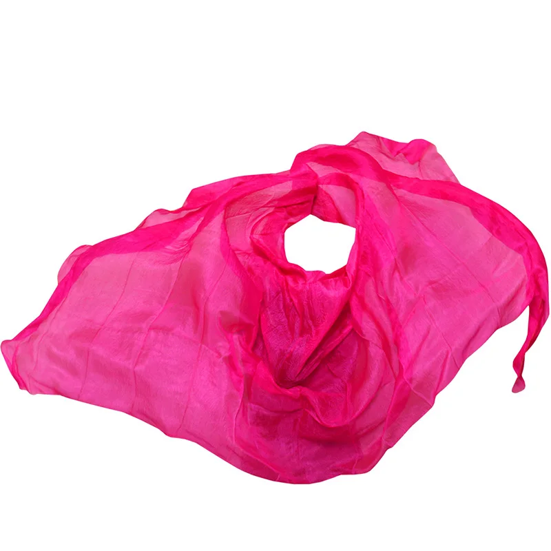 High Quality Dance veils Handmade Natural Silk Belly Dance Veils  Dance Props Silk Veils rose Color