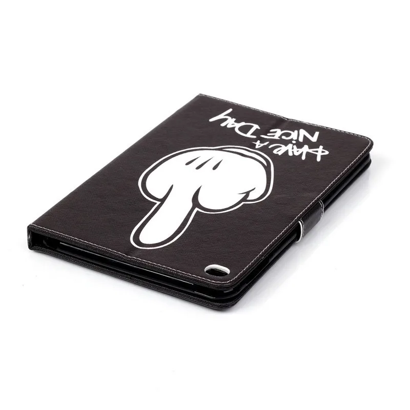 PU Leather Cases for Apple iPad Air 2 6 9.7 Inch Case Stand Wallet Flip Card Slots Black Finger have a nice day Tablet Covers  (29)