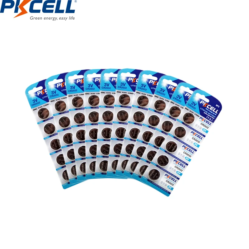 50 шт. PKCELL CR2032 батарейки в форме таблетки батареи DL2032 ECR2032 5004LC KCR2032 BR2032 KL2032 SB-T15 3 v литиевые батареи