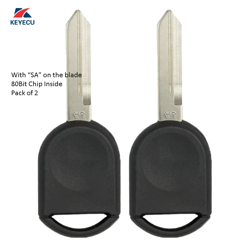 KEYECU Pair Replacement 80 Bit Transponder Ignition Car Key H92 H84 H85 for Ford Lincon Mercury