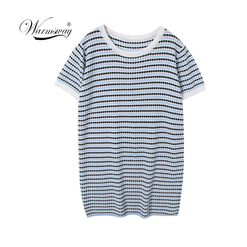 WARMSWAY 2019 Luxury Chic Runway Summer Dresses for Women Short Sleeve Knitted Mini Plaid Bandage Dress Party Vestidos C-141