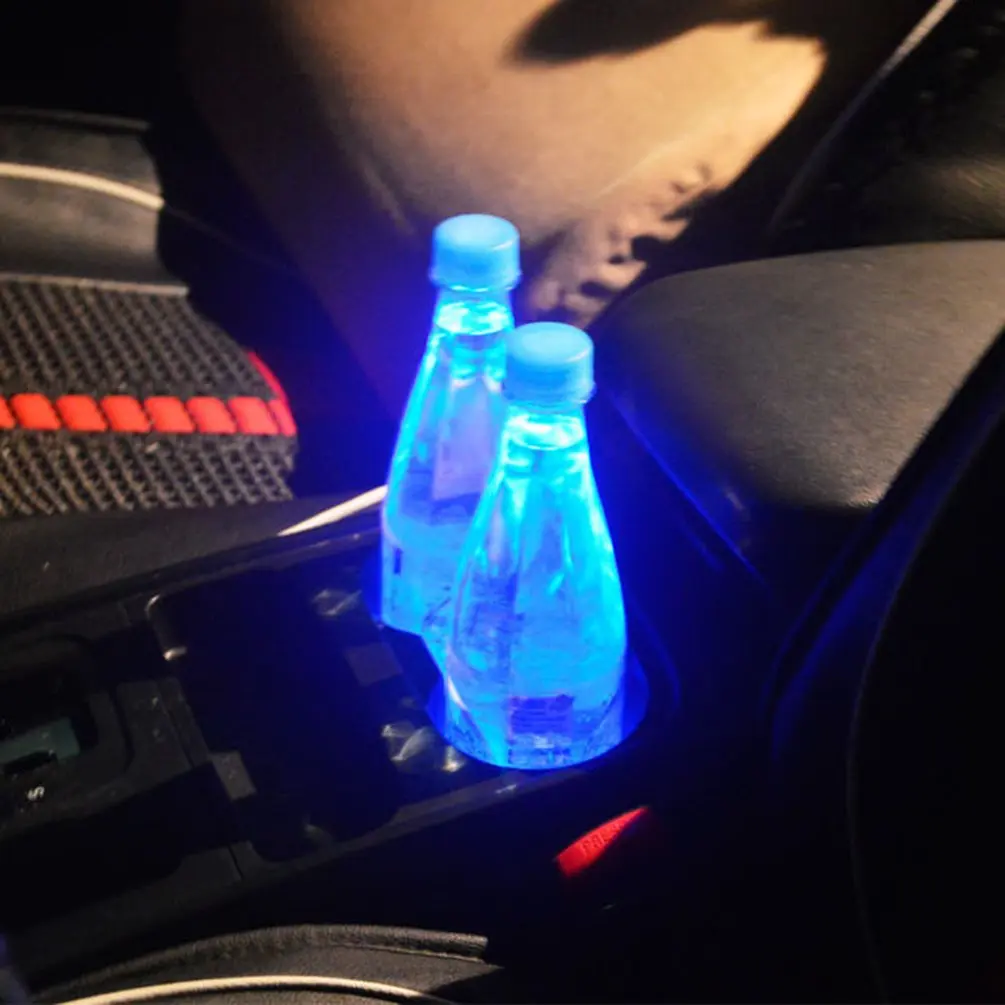 

Car Interior LED Water Cup Mat Pads Car Ambient Light Coaster All Automobile Brands Personality Decoration