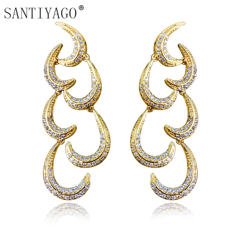 

Long Pendant Moon Drop Earrings for Women Gold Plating Statement Earrings Moon Dangle Earrings Women