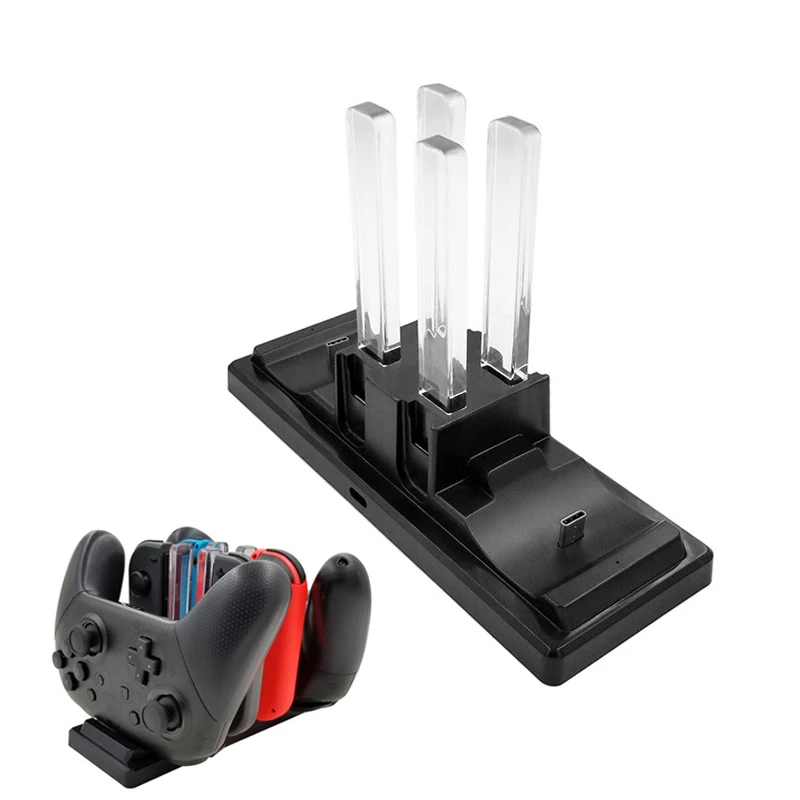 

6 in 1 USB Charging Dock Station Holder Stand Bracket with LED Indication for Nintend Switch Pro Joy-Con Controller Charger