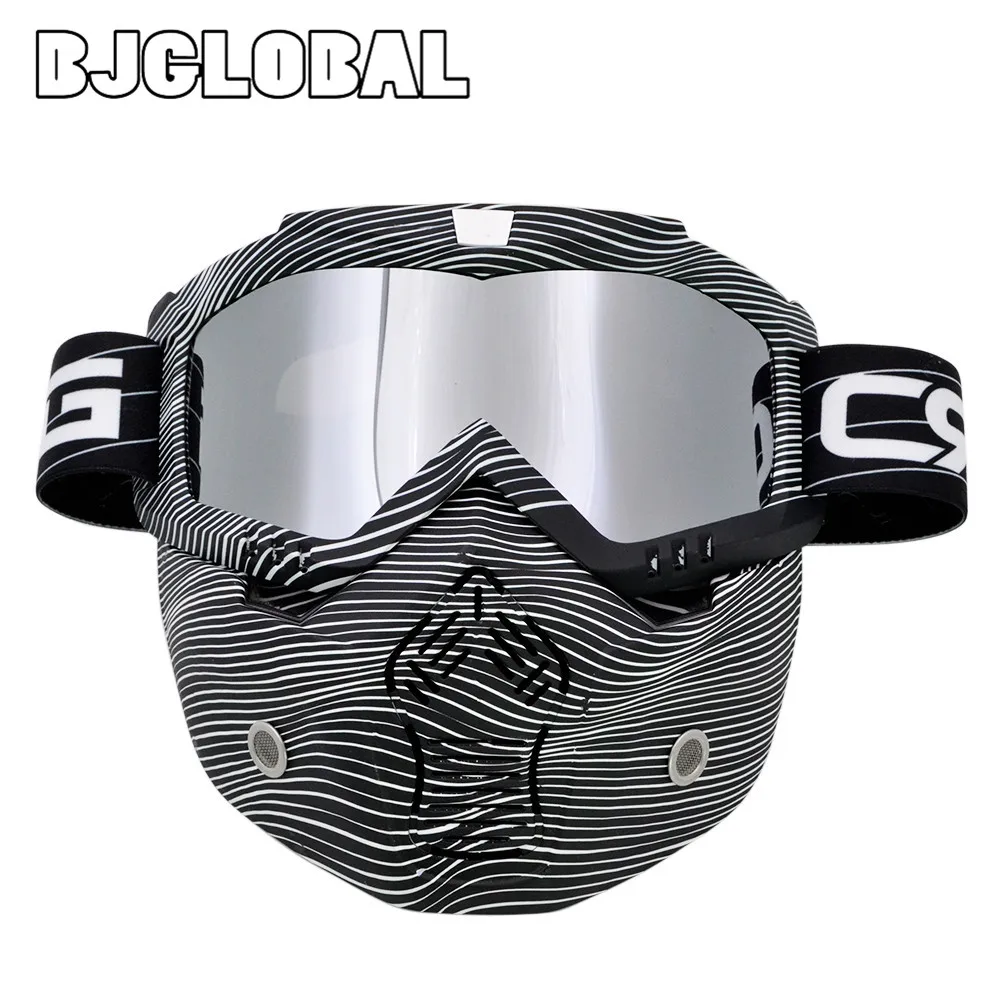 BJGLOBAL Universal Motorcycle Goggles Motocross Motorbike Motor Open Face Detachable Goggle Helmets Vintage Glasses For Harley