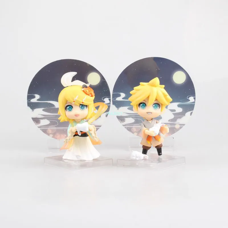 

4" Q Version Nendoroid Figma #769 #768 Kagamine Rin Kagamine Len Mid-Autumn Festival Ver. PVC Action Figure Toy BOX 10CM Z1043