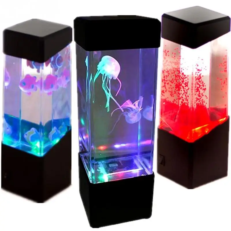 

Creative LED Light Glowing Aquarium Mini Fish Tank Relax Home Decor Desktop Ornament fish tank light Christmas gift for Kids