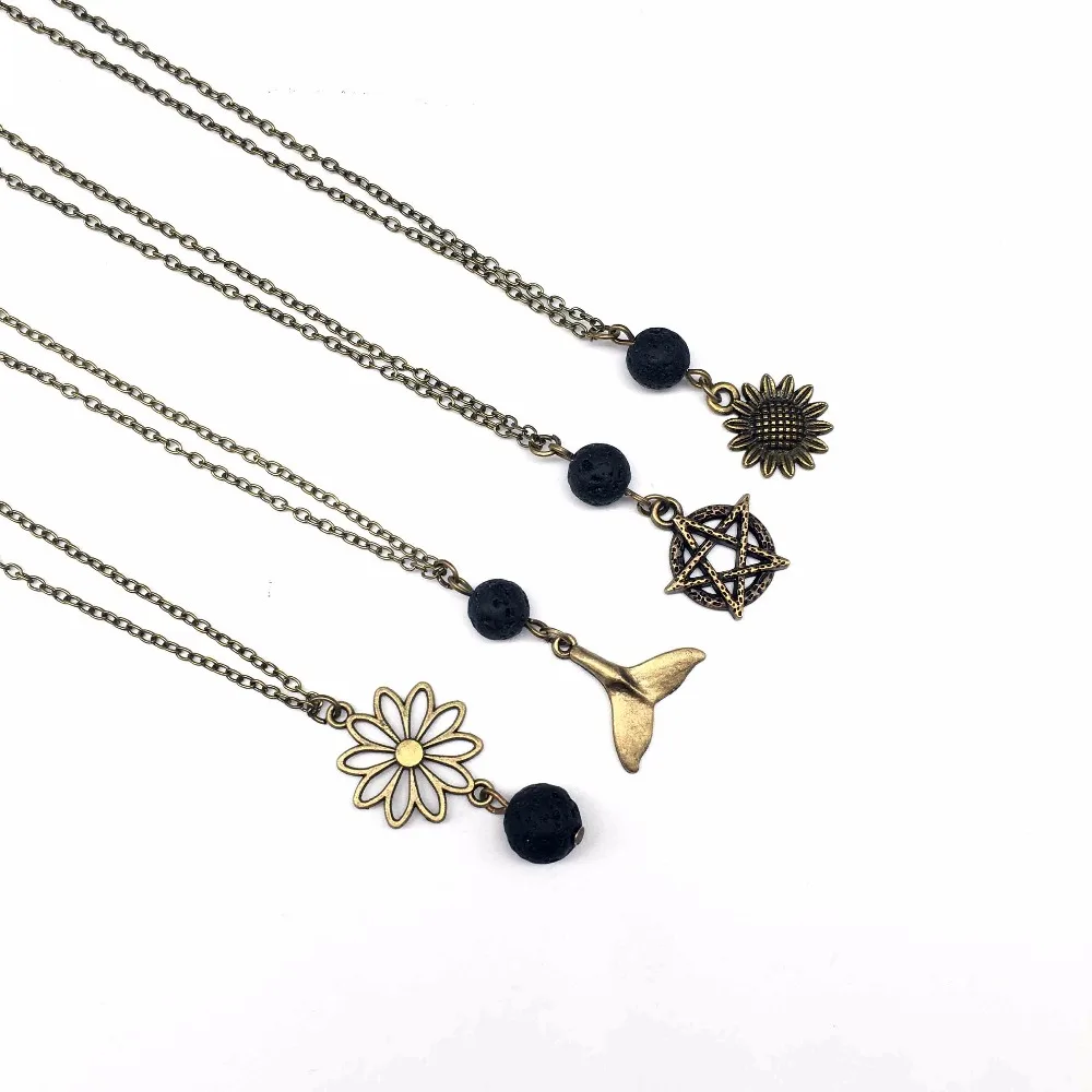 1pcs Aromatherapy Essential Oil Perfume Diffuser Necklace Lava Stone Sunflower Mermaid Tail Star Charms | Украшения и аксессуары