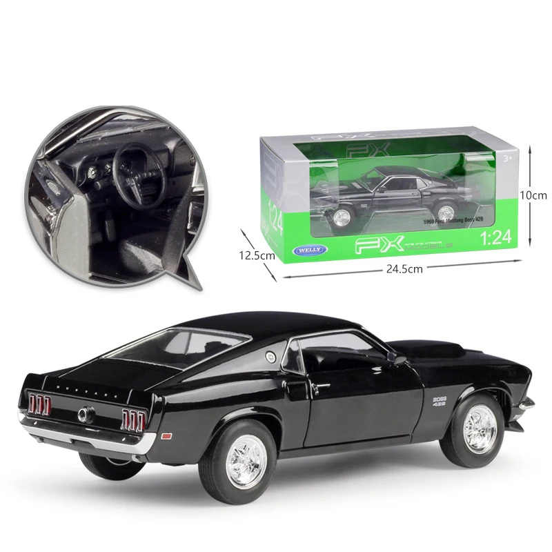 WELLY 1:24 литая под давлением модель автомобиля из сплава 1969 Ford Mustang Boss 429 Машинки Игрушки Металлические игрушки машинки для детей Коллекция игрушек для подарка