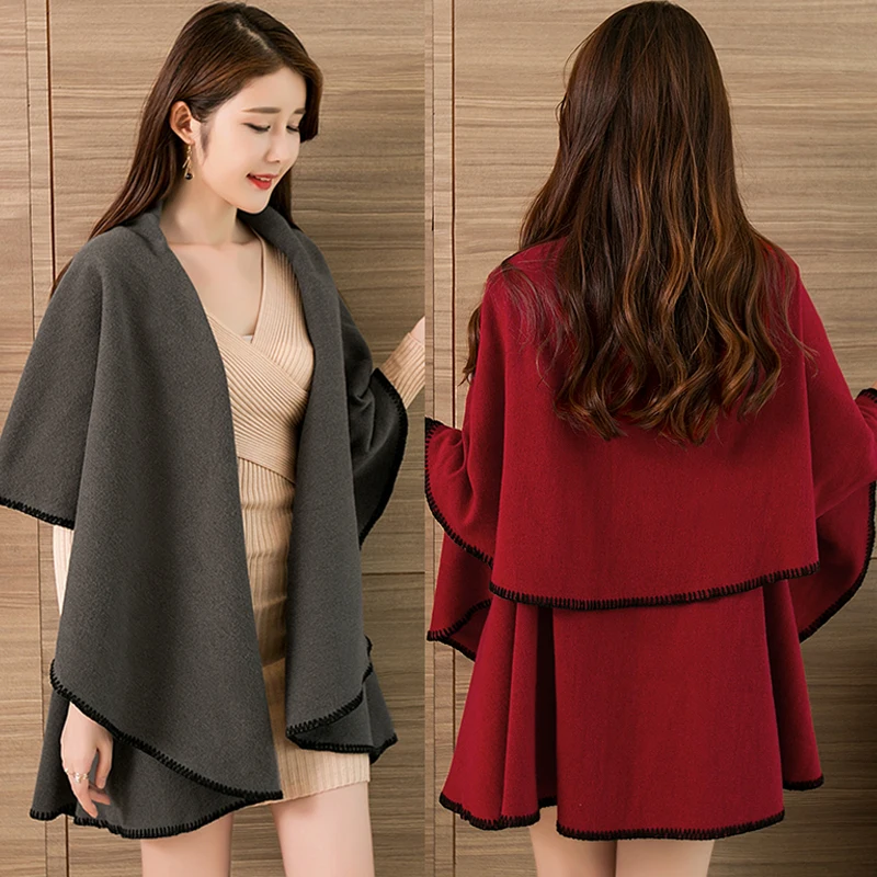 Women Ponchos And Capes Wearable Winter Poncho Coats 2018 Luxury Brand