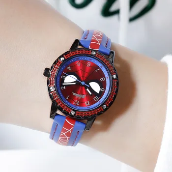 

Disney brand children wristwatches quartz Marvel Cartoon anime Spiderman child watches leather waterproof student clocks