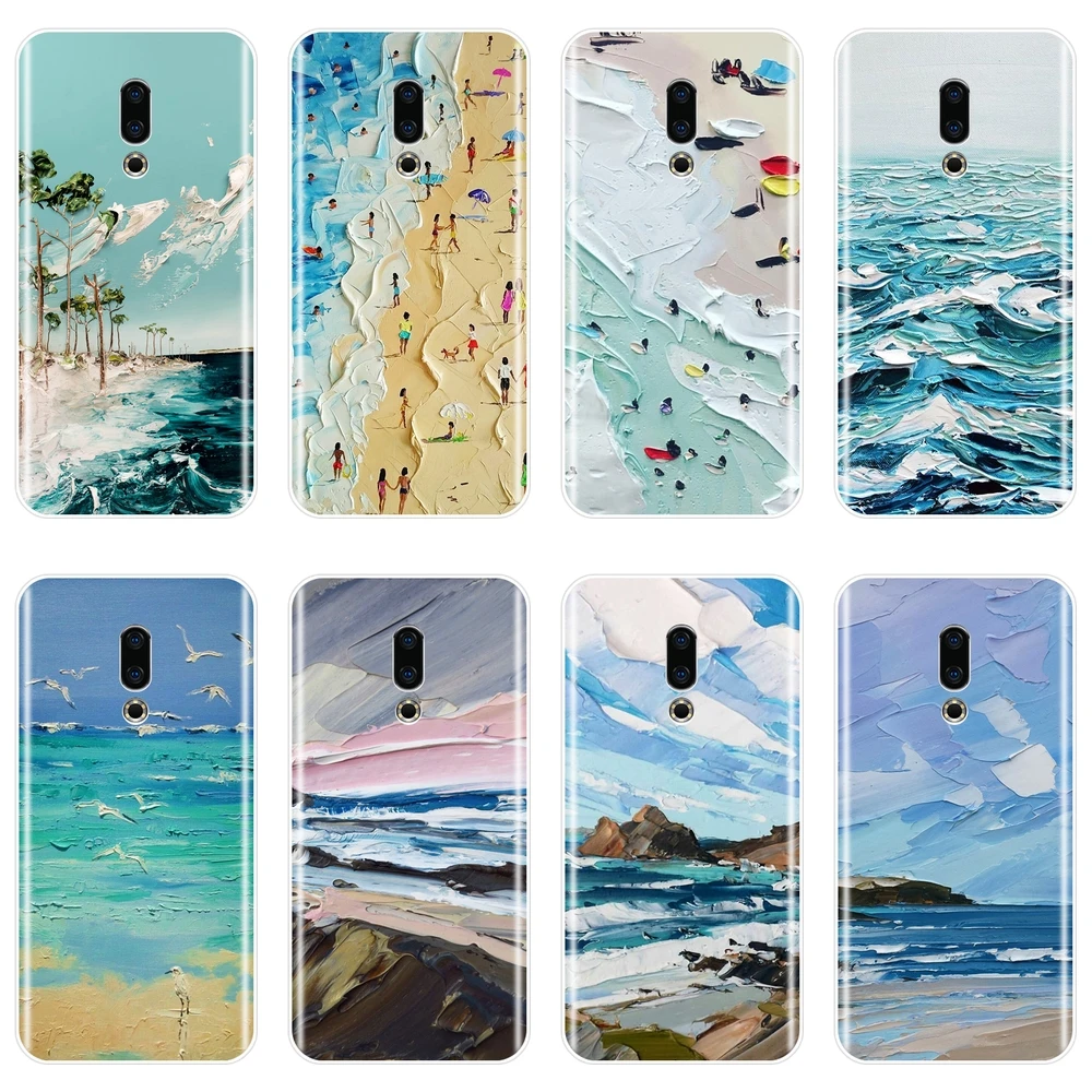 Чехол для телефона силиконовый Meizu U10 U20 Pro 6 7 Plus Art Пляжная мягкая задняя крышка