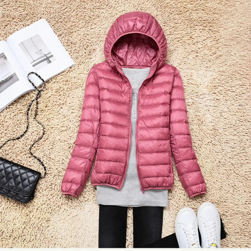 

Winter jacket women2019 new style fashion women's light short section slim hooded large size women's thin down jacket