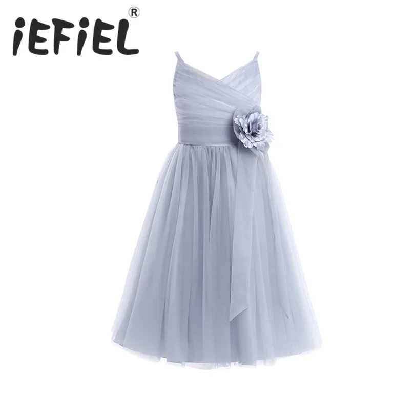 IEFiEL/платья без рукавов с цветочным узором для девочек; вечерние платья принцессы с большим бантом для маленьких девочек; платье с фатиновой юбкой на свадьбу; детская одежда в подарок на день рождения