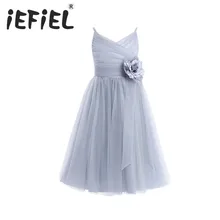 IEFiEL/платья без рукавов с цветочным узором для девочек; вечерние платья принцессы с большим бантом для маленьких девочек; платье с фатиновой юбкой на свадьбу; детская одежда в подарок на день рождения