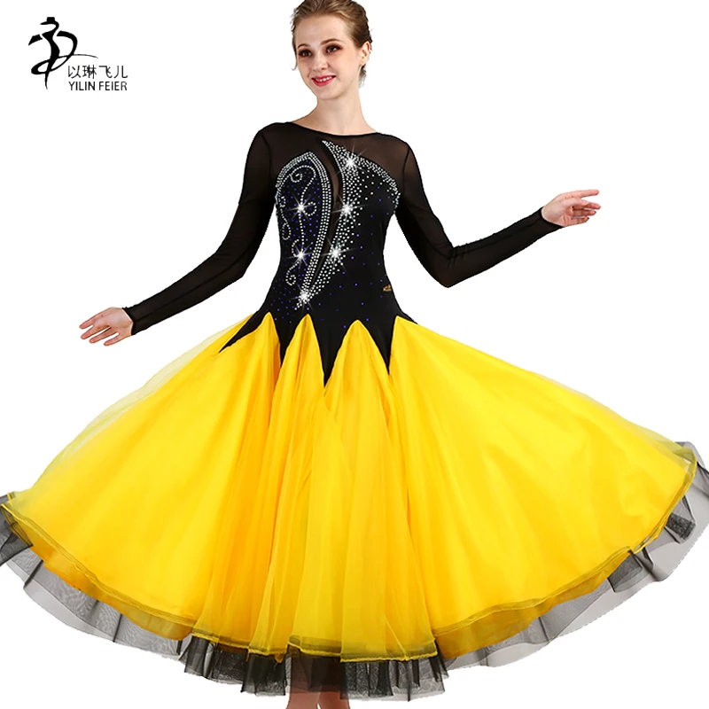 

Rhinestone Ballroom Dance Dress Modern Waltz Standard Competion Dance Dress