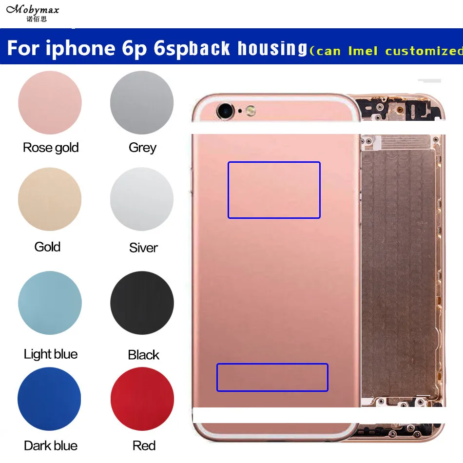 

for iPhone 6p Back housing Battery Cover metal custom Case for iPhone 6splus Middle Chassis frame Rear cover can customize imei