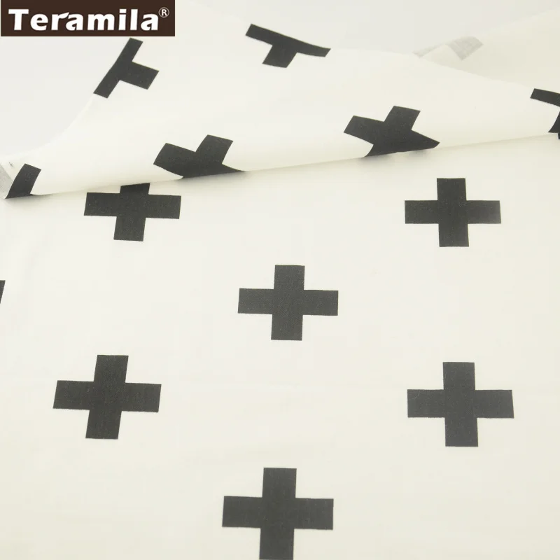 Новинка с принтом черного Креста дизайн хлопок teramila ткани хлопок саржа лоскутное саржевое шитье ткань художественная работа Tecido