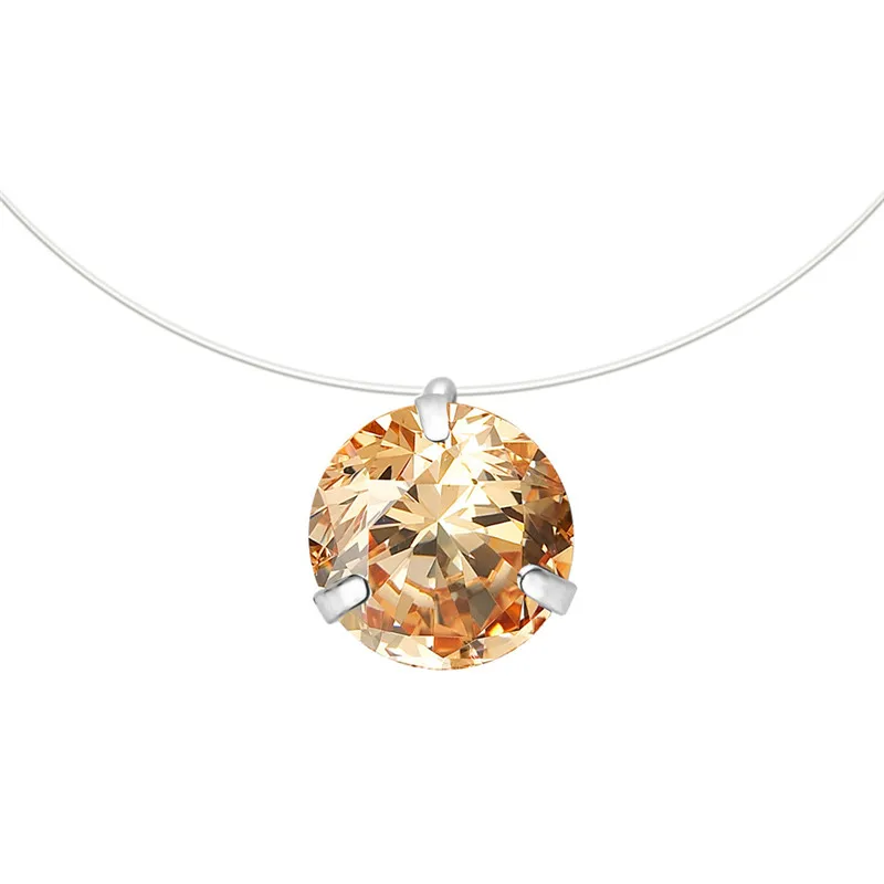 FUNIQUE женское ожерелье, невидимые Стразы, прозрачная рыболовная леска, цепочка, ожерелье с подвеской, модное ювелирное изделие, колье для женщин