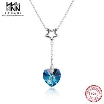 

Hollow Star Drop Heart Crystal from Swarovski Pendants Necklaces For Women Elegant Design With 925 Sterling Silver Chain Jewelry