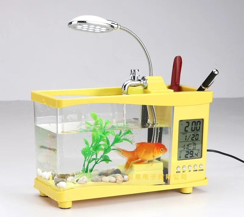 Mini Usb Desktop Fish Tank Aquarium With 13 Led Light Akvaryum