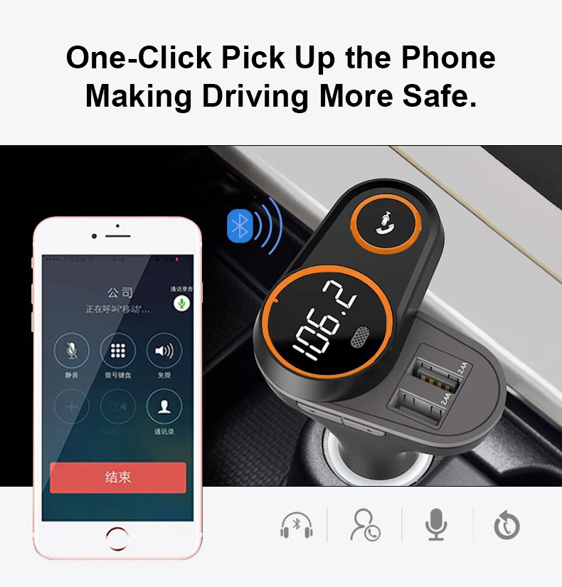 LCAV автомобильное зарядное устройство Bluetooth fm-передатчик MP3-плеер ручной комплект с двумя usb зарядным портом новая модель слайда