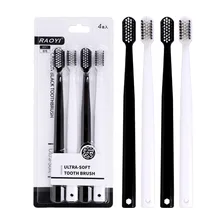 New 4Pcs Simple Couple Toothbrush Adult Toothbrush Black & White Bamboo Charcoal Soft-bristle Toothbrush Household Oral Care New 4Pcs Simple Couple Toothbrush Adult Toothbrush Black & White Bamboo Charcoal Soft-bristle Toothbrush Household Oral Care