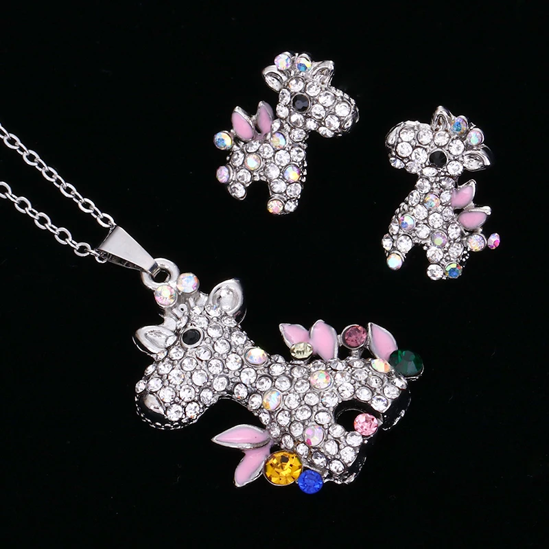 Fashion Fawn Design Jewelry Sets High Quality Zinc Alloy Crystal Necklace Earring Set Wedding Lovely Animal sn-005 | Украшения и