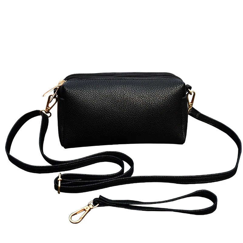 

2019 New Women's Bag Three Zipper Korean Version of The Solid Color High Quality Leather Clutch Bag Fashion Wild Messenger Bag
