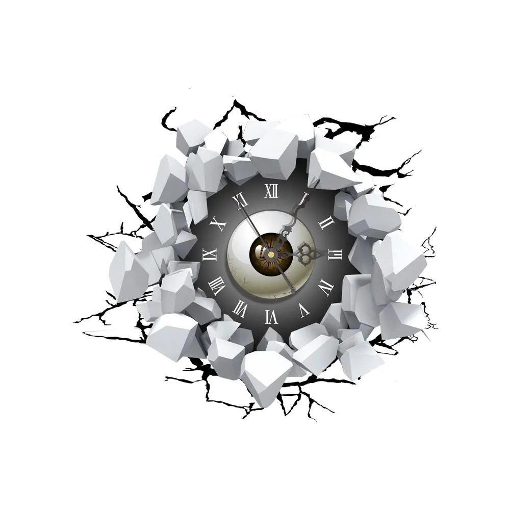 

3D Wall Clock Sticker Creative Wall Watch Brick Eye for Self-Adhesive Removable Stickers Diy Wall Clock Ultra-Quiet