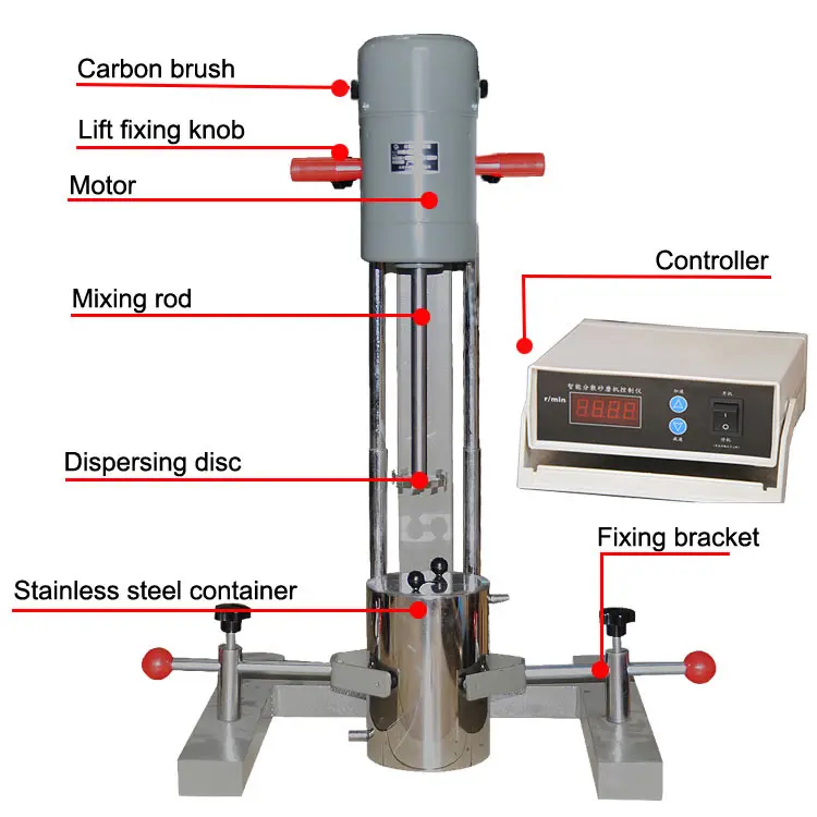 Стандартный лабораторный смеситель Высокоскоростной Диспергатор смесь измельчения лабораторное использование фрезерный диспергатор дисперсионная машина жидкий Средний Материал