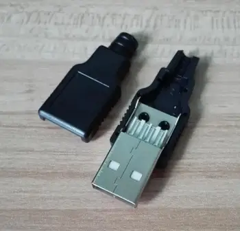 

1000sets 3 in 1 USB 2.0 Plug USB Male plug Black 2.0 USB Male Connector Welded plug