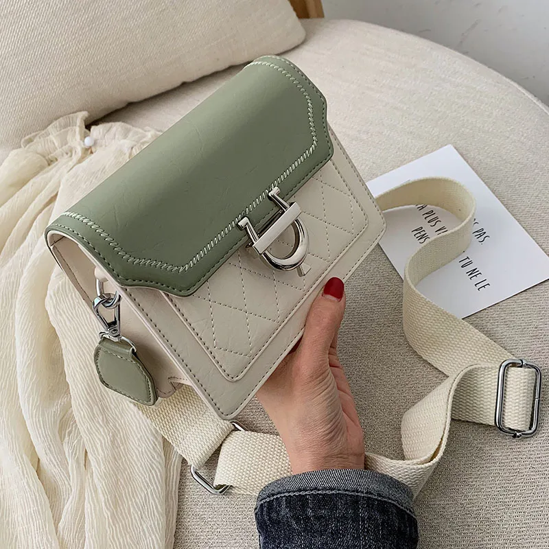 التباين اللون حقيبة Lingge قفل أكياس Crossbody للنساء 2019 السفر الكتف حقيبة ساعي السيدات المحافظ و حقائب عبر الجسم حقيبة