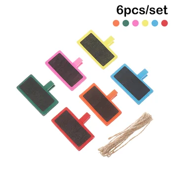 

6Pcs Colorful Wooden Blackboard Clips DIY Chalkboards Message Note Clip Wooden Price Stand Sign Wedding Decor Memo Label