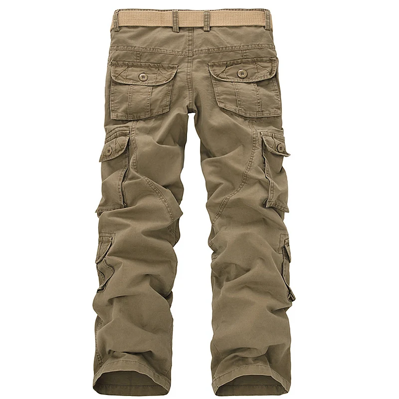 Günstig 2018 Mens Military Cargo Hosen Multi taschen Baggy Männer Baumwolle Hosen Casual Overalls Armee Taktische Hose keine gürtel Plus größe 46
