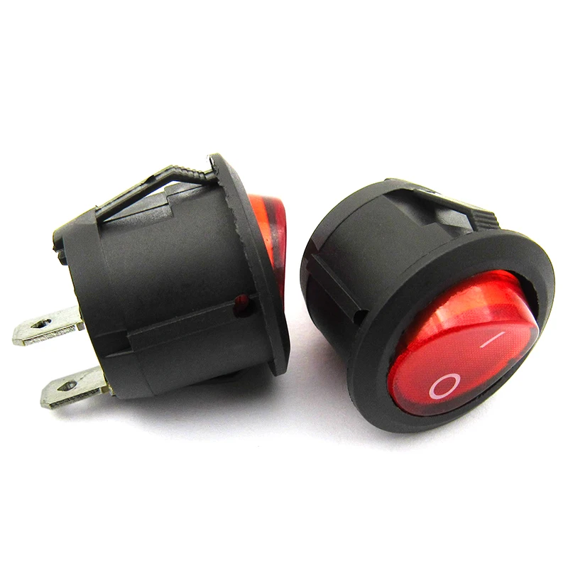 

2pcs/lot Rocker Switch Rocker Circular Rocker Power Switch Red Button 2 Foot 6A 250V Openings 20mm