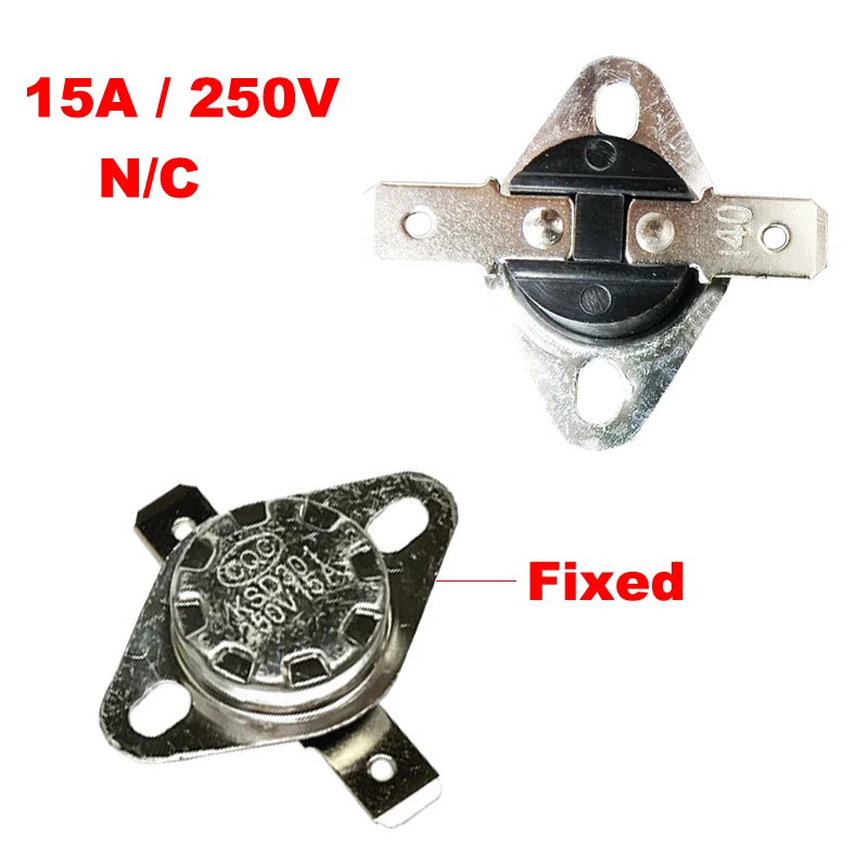 115 120 125 130 Degree Celsius 250V 15A KSD301 Bakelite Flat Fixed Normal Closed NC Thermal Themostat Temperature Control Switch |