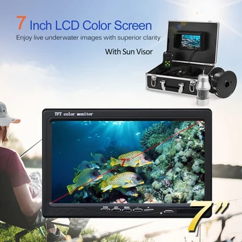 شراءصياد السمك 1000TVL تحت الماء الجليد الصيد كاميرا 360 درجة الدورية كاميرا 7 بوصة LCD ل بحيرة الجليد قارب الصيد أعمق رصد