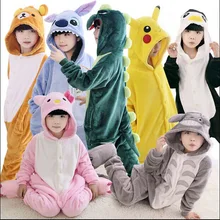 2017 New Baby Boys Girls Pajamas Autumn Winter Children Flannel Animal funny animal Stitch panda Pajamas Kid Onesie Sleepwear