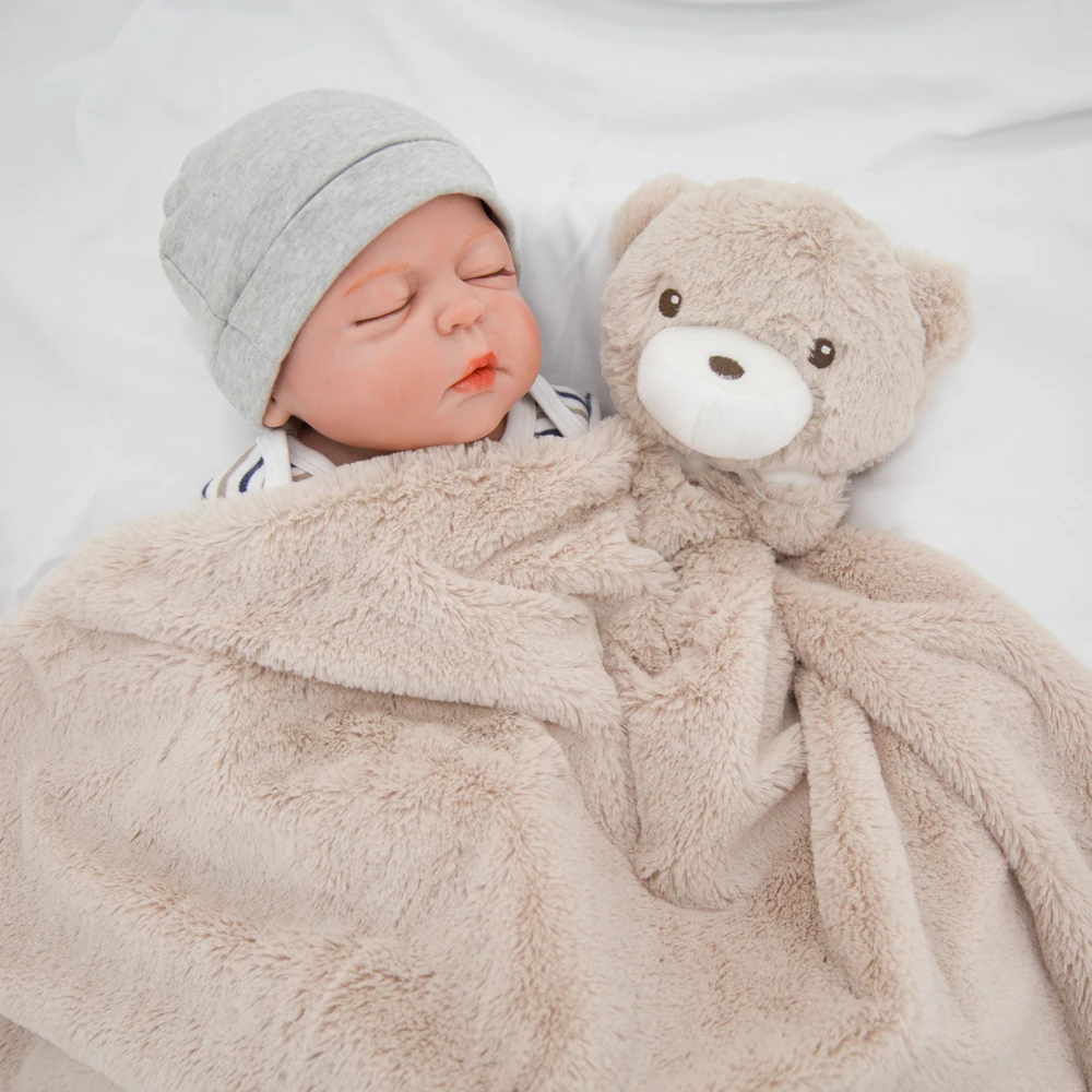 Kavkas Baby Blanket 76*76cm Coral Fleece Winter Brown Bear Newborn