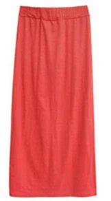 Летние стильные однотонные Модальные повседневные юбки длиной до щиколотки облегающее платье тонкая эластичная талия женские юбки-карандаш с планкой - Цвет: Watermelon Red
