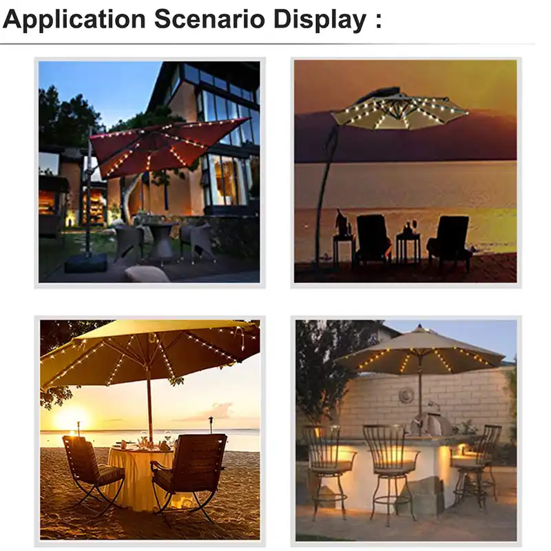 Upgraded Patio Umbrella Light Garden Parasol Lamp Ip67 Waterproof Led String Light Flexible Decor Ogrodowy Lighting Outdoor Lamp Aliexpress