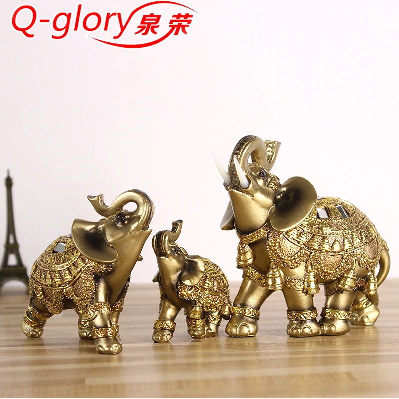 Q glory золотые фигурки слонов статуя из смолы Счастливый Слон садовые аксессуары