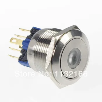 

22mm LED Color White Dot Illuminated Maintained/Latching Push Button Switch Flat Round 1NO 1NC 3V/6V/12V/24V/36V/48V